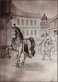 अश्वमेध-यज्ञ के लिये छोड़े हुए घोड़े का अर्जुन के द्वारा अनुगमन